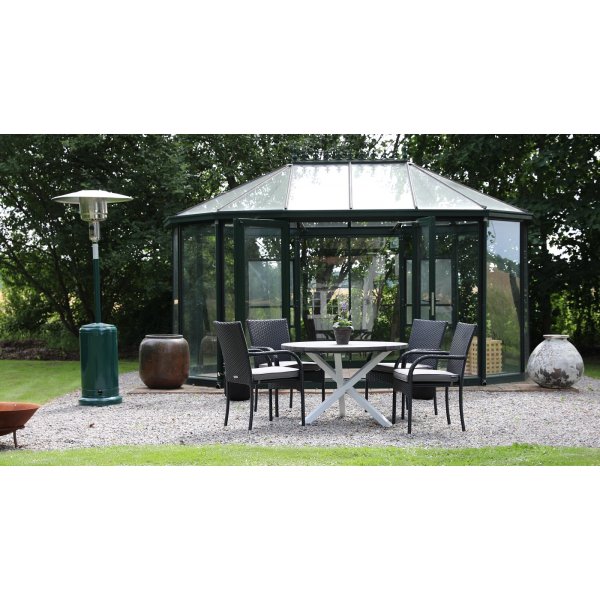 Scottsdale utematgrupp runt bord med 4 st stapelbara stolar - Gr�/svart/vit