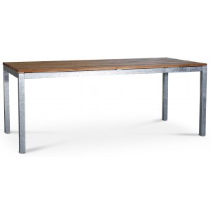 Table Alva en teck et acier galvanis 190x90 cm