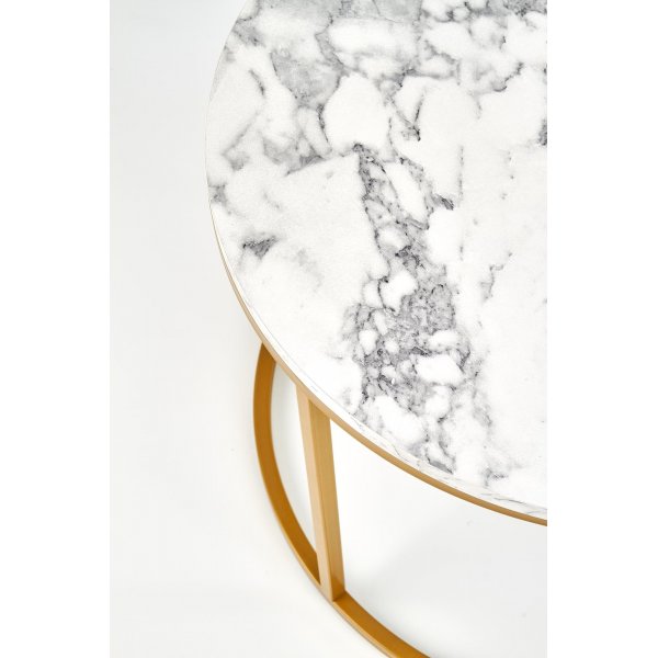 Lot de 2 tables basses 38/60 cm - Effet marbre blanc/dor