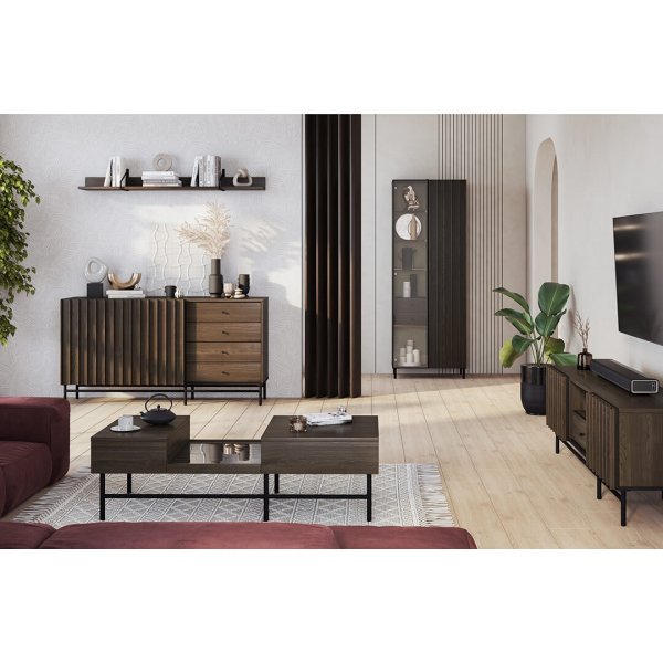 Piemonte hgt vitrinskp - Portland ask/svart