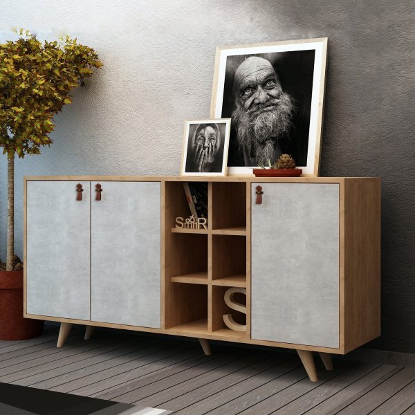 Musso dressoir - Eiken/beton