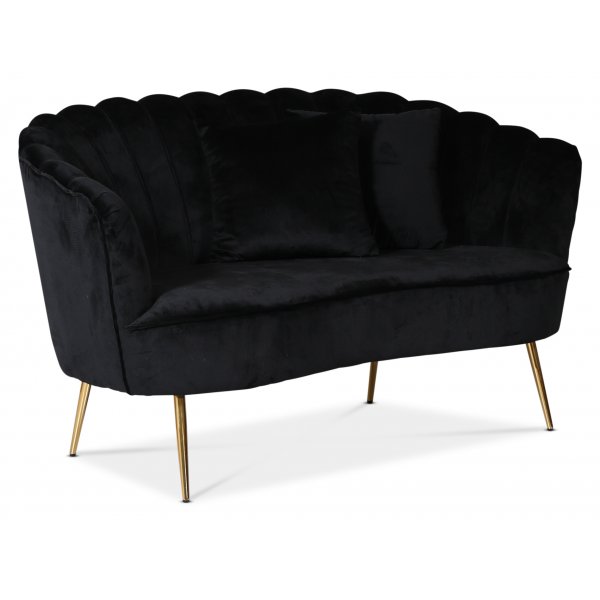 Kingsley 2-sits soffa - Svart sammet / Mssing