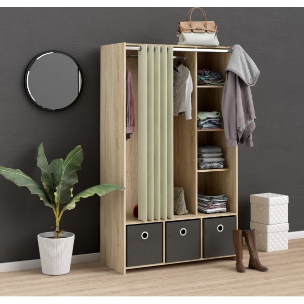 Lola garderob - Ek/beige/grå Lola garderob - Ek/beige/grå