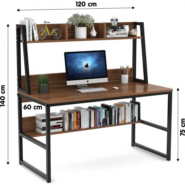 Bureau Majestic avec tagre Marron/noir - 120 x 60 cm