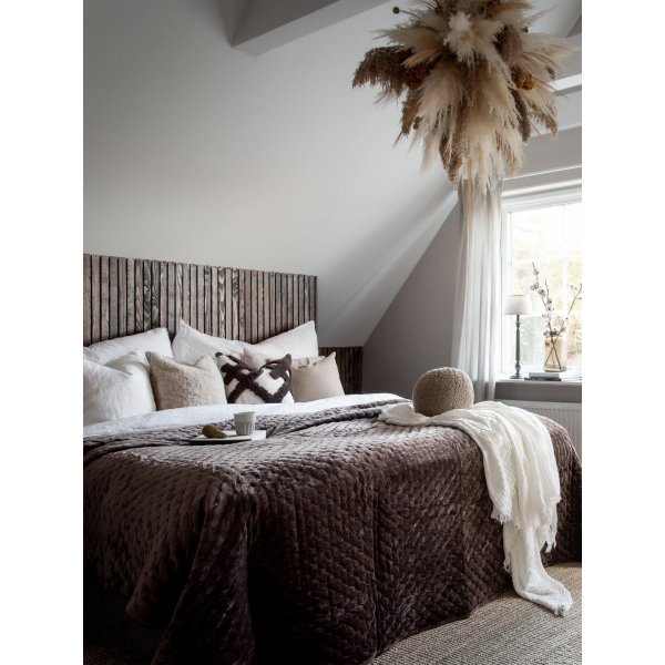 Couvre-lit Cia double 260 x 260 cm - Velours marron foncé Couvre-lit Cia double 260 x 260 cm - Velours marron foncé