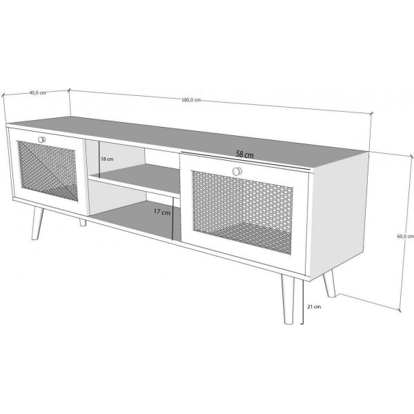 Banc multimédia Letoon 180 cm - Chêne Banc multimédia Letoon 180 cm - Chêne