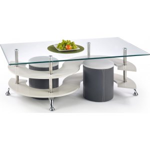 Meeting soffbord inklusive sittpallar 130 x 70 cm - Mörk grå/grå + Möbeltassar