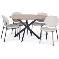 Hogrän matgrupp Ø120 cm bord i ljust trä + 4 st Tofta beige stolar Hogrän matgrupp Ø120 cm bord i ljust trä + 4 st Tofta beige stolar