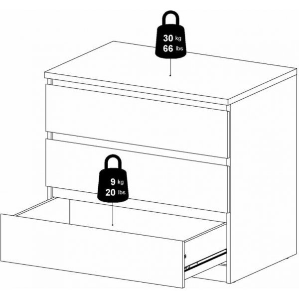 Naia ladekast met 3 lades - Wit Naia ladekast met 3 lades - Wit