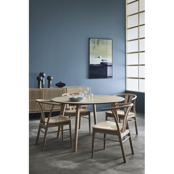 Table  manger Sagene 130-230 x 130 cm - Placage chne pigment blanc