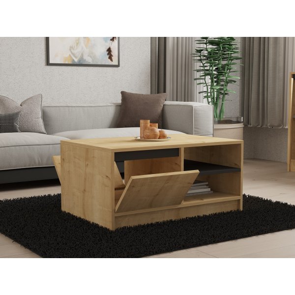 Table basse Sirek 90 x 60 cm - Chne saphir/anthracite