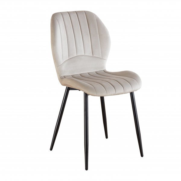 Matgrupp Sand� matbord �120cm i vit terazzo med 4st Santos matstol i beige velvet