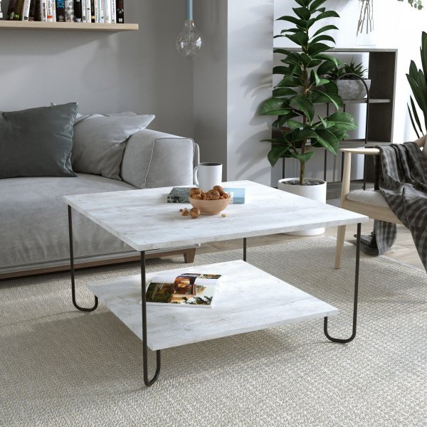 Marbo soffbord 80 x 80 cm - Vit