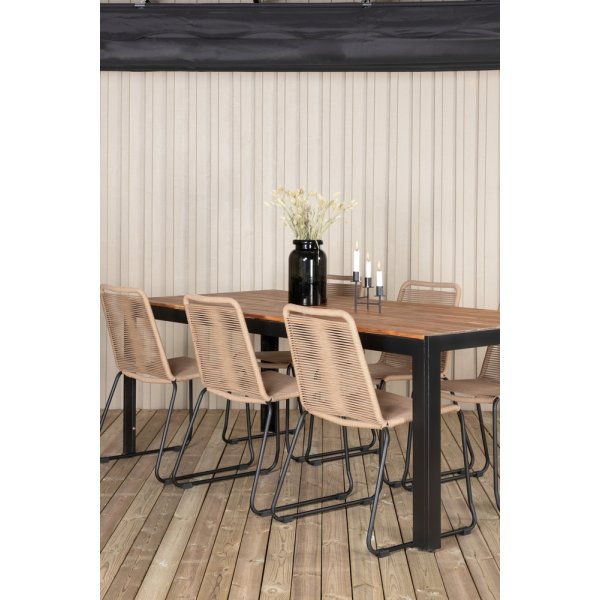 Bois utematgrupp med 6 st Lindos stolar - Beige/Svart Bois utematgrupp med 6 st Lindos stolar - Beige/Svart
