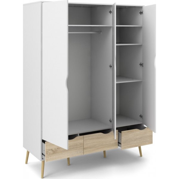 Armoire Oslo  3 portes - Blanc/chne