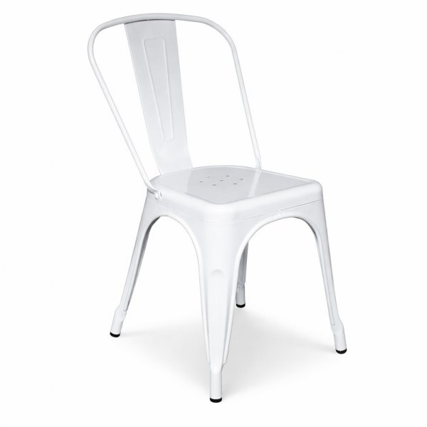 Stol i metall - Vit stapelbar
