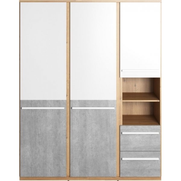 Plano kledingkast 150 cm - Nash eiken/wit/grijs Plano kledingkast 150 cm - Nash eiken/wit/grijs