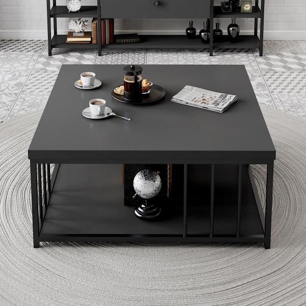Table basse Zenn 90 x 90 cm - Anthracite/noir