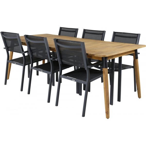 Julian utematgrupp med 6 st Copacabana stolar - Svart/Natur