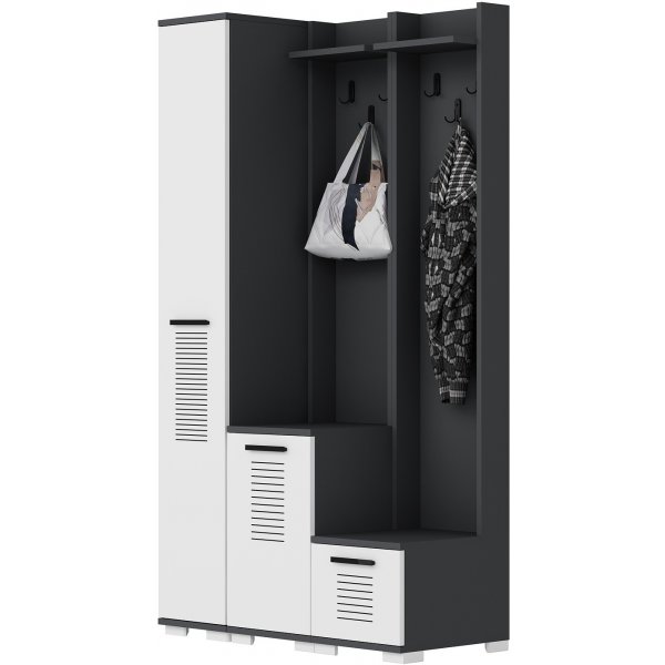 Asimo kldhngare 100 x 44,6 x 183 cm - Antracit/vit
