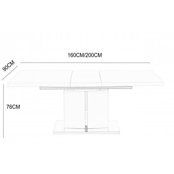 Rartliff matbord 160-200 cm förlängningsbart - Vit / Metall Rartliff matbord 160-200 cm förlängningsbart - Vit / Metall