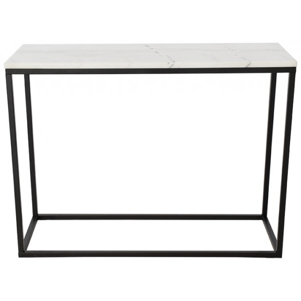 Accent consoletafel 100 x 35 cm - Wit marmer / Zwart