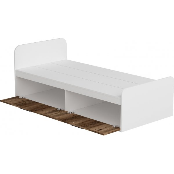 Lit simple Newra 190 x 90 cm - Noyer clair/blanc Lit simple Newra 190 x 90 cm - Noyer clair/blanc