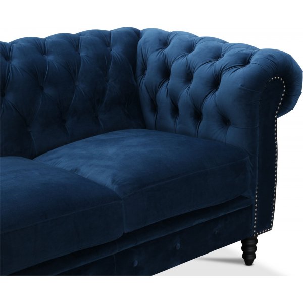 Chesterfield Cambridge 3-sits - Blå sammet Chesterfield Cambridge 3-sits - Blå sammet