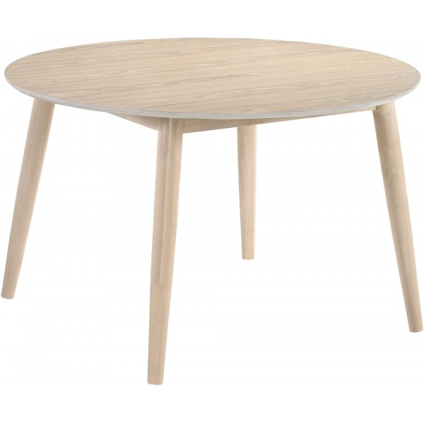 Florence matgrupp i whitewash; runt matbord med 4 st Florence stolar + 4.00 x Stolsdyna