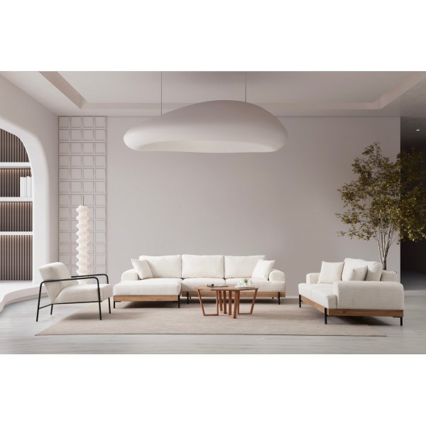 Canapé Eti divan gauche - Blanc/chêne Canapé Eti divan gauche - Blanc/chêne