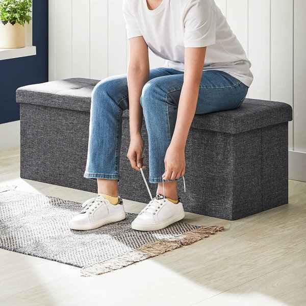 Banc Idris avec rangement 110 cm - Gris foncé Banc Idris avec rangement 110 cm - Gris foncé