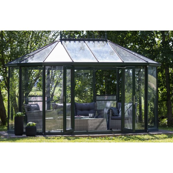 Ballingsl�v Lyx utegrupp: soffa, f�t�ljer och bord - Ljusgr� konstrotting