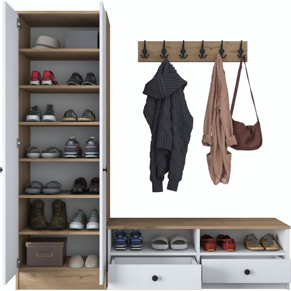 Mendy hallinredning - Vit/valnöt Mendy hallinredning - Vit/valnöt