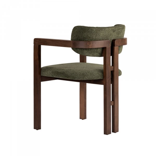 Karmstol Torpin i gr�n chenille och m�rk valn�t