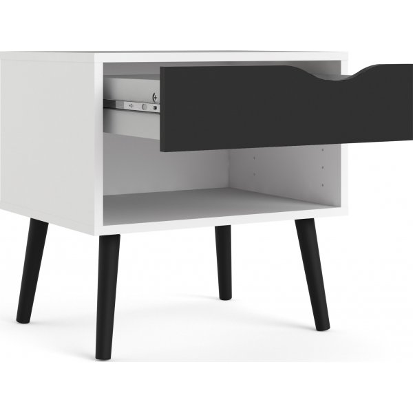 Oslo sängbord - Vit/svart Oslo sängbord - Vit/svart
