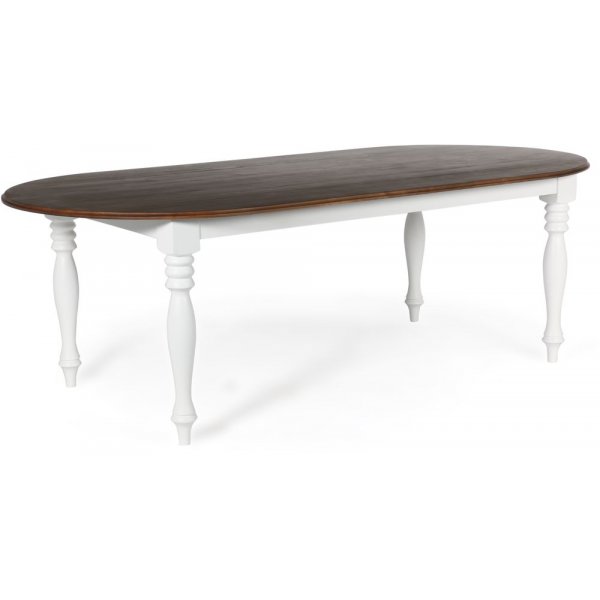Victoria stort ovalt matbord 230x110 cm - Vit/Brunbets