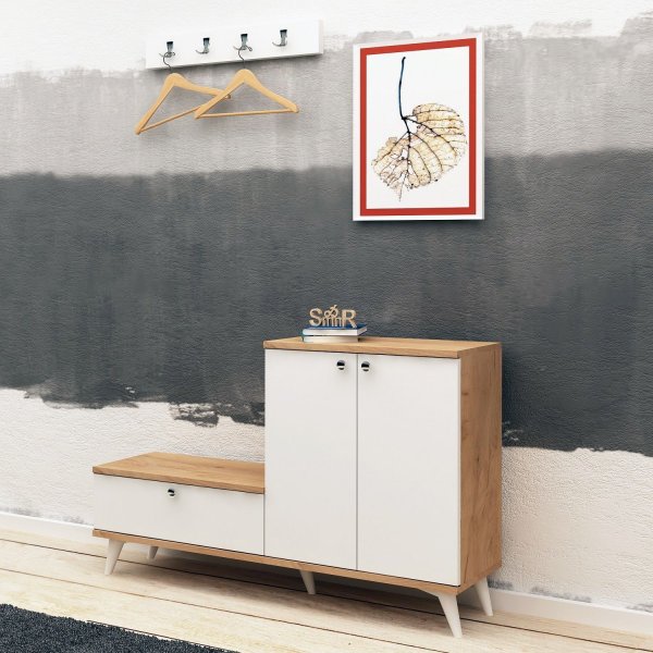 Meuble d\\\'entrée Evelyn - Chêne/blanc Meuble d\\\'entrée Evelyn - Chêne/blanc