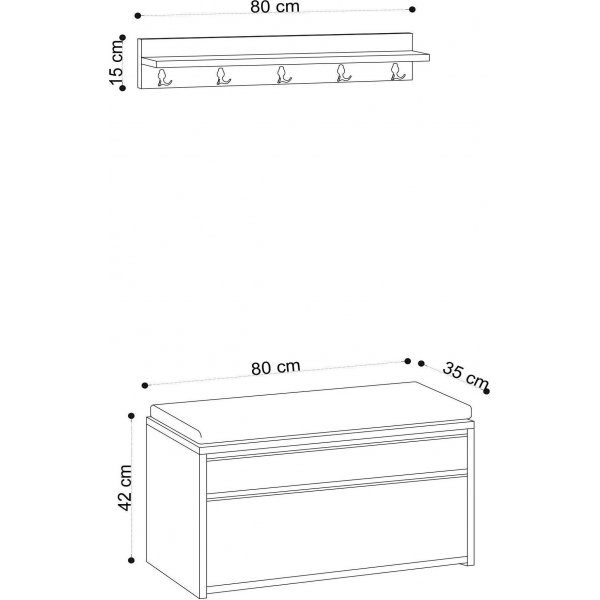 Meuble d\\\'entrée Bobby - Chêne/noir Meuble d\\\'entrée Bobby - Chêne/noir