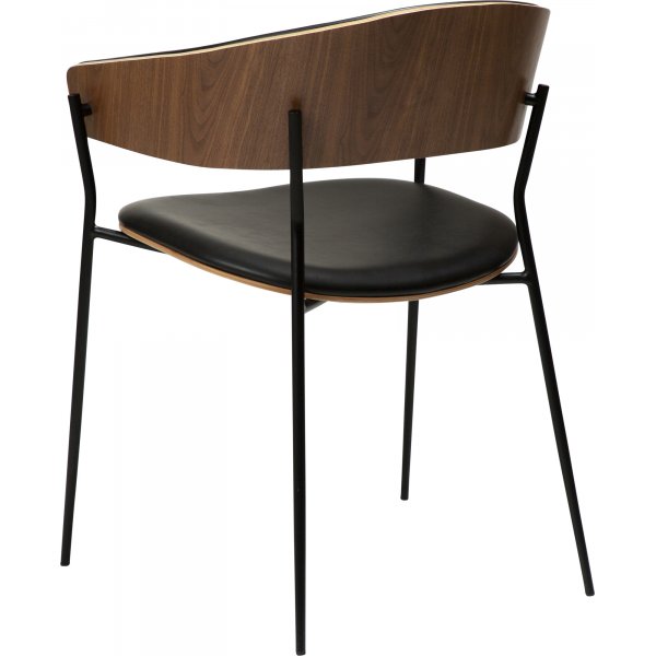 Chaise avec cadre pour berceau - PU noir/placage noyer Chaise avec cadre pour berceau - PU noir/placage noyer