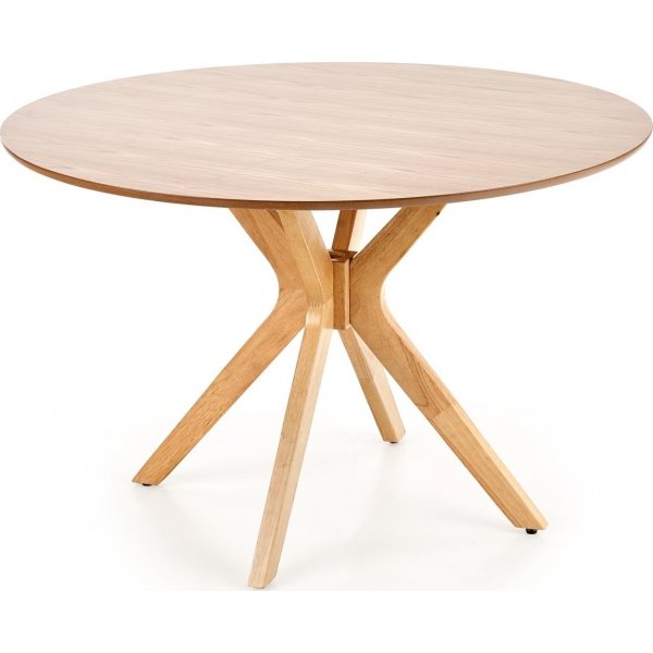 Rio matbord Ø120 cm i ekfanèr med 4st Sara karmstol i ek och linne Rio matbord Ø120 cm i ekfanèr med 4st Sara karmstol i ek och linne