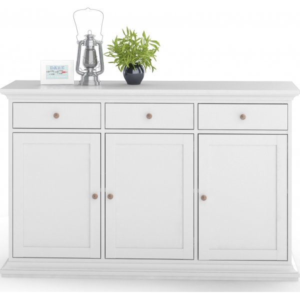 Buffet Paris avec 3 armoires et 3 tiroirs - Blanc