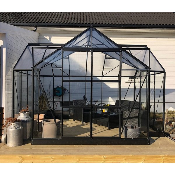 Växthus Triton 10,2 m² - svart + Växthus Triton 10,2 m² - svart +