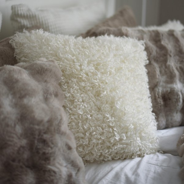 Coussin dcoratif Wooly Ivoire - 45 x 45 cm