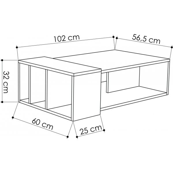 Anita soffbord 102 x 60 cm - Ek/antracit
