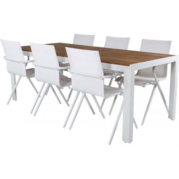 Bois utematgrupp med 6 st Alina stolar - Vit/Akacia Bois utematgrupp med 6 st Alina stolar - Vit/Akacia