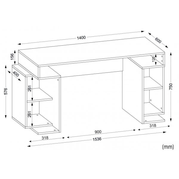 Monument skrivbord 140x60 cm - Vit/valnöt Monument skrivbord 140x60 cm - Vit/valnöt