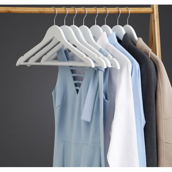 Cintre, bois, 44,5 cm, paquet de 50 - Blanc Cintre, bois, 44,5 cm, paquet de 50 - Blanc