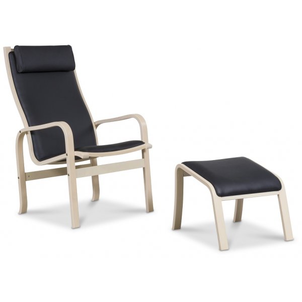 Frank ftlj i svart lder - Vitpigmenterad bok + Flckborttagare fr mbler