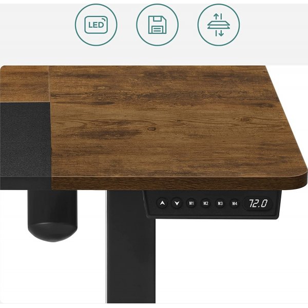 Bureau rglable en hauteur Charlene 120 x 60 cm - Marron/noir