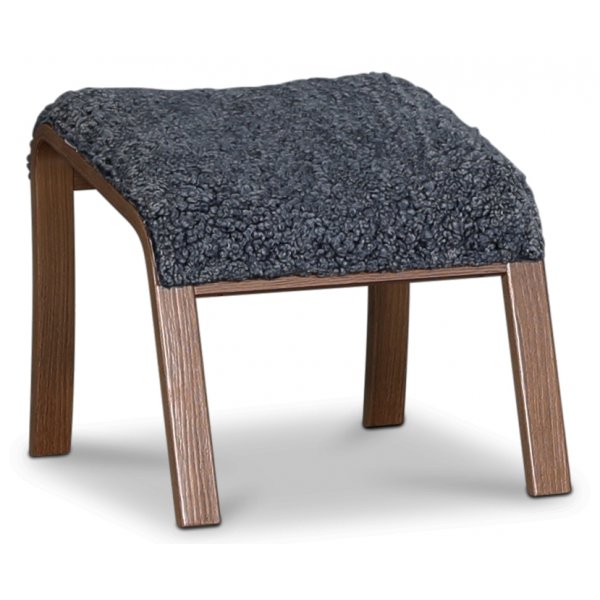 Lammet / Fushion fotpall i frskinn canberra grey - Brunbetsad ek